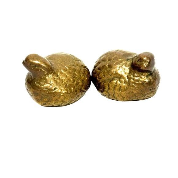 Vintage brass figures quail bird figurines paperweights miniature made in Taiwan - Picture 4 of 9